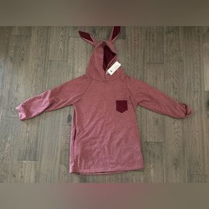 Wine Red Maroon Purple Violet Bunny Cat Dog Hoodie Ears Tunic Sweater Dress